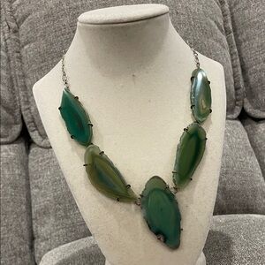 Gorgeous Natural Gemstone Necklace in Unique Bezel | Estate Jewelry